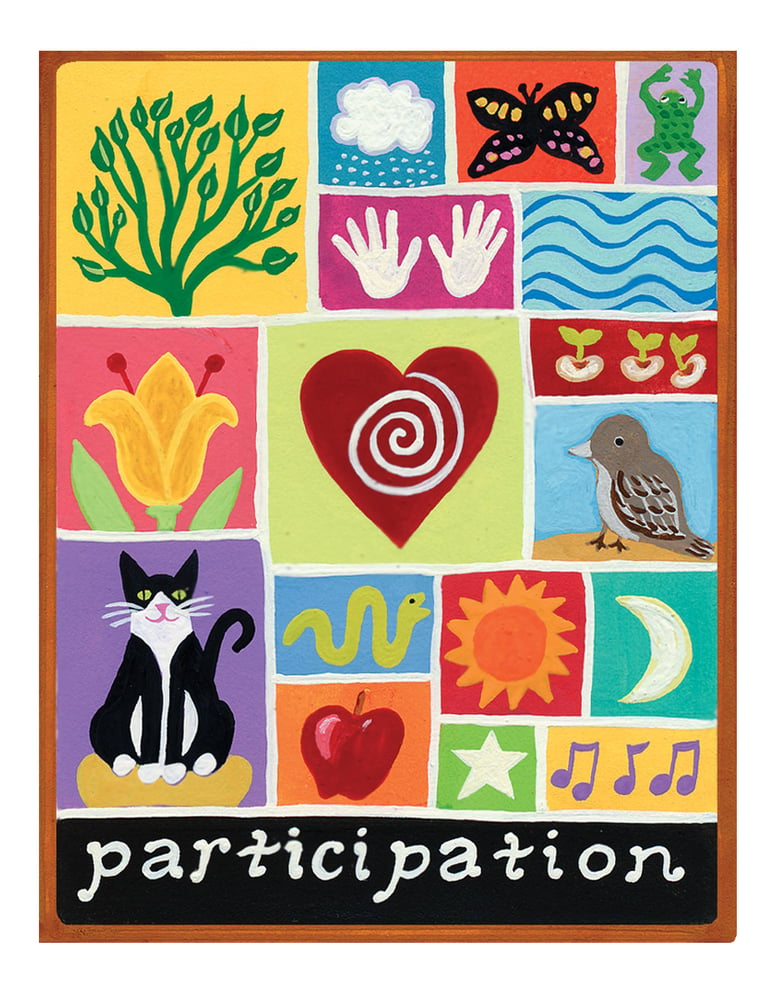 Image of Participation- illumination series print on wooden plaque