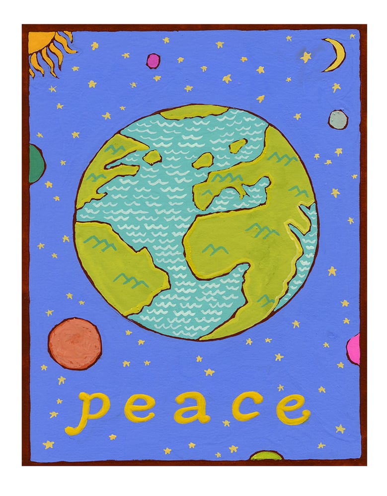Image of Peace- illumination series print on wooden plaque