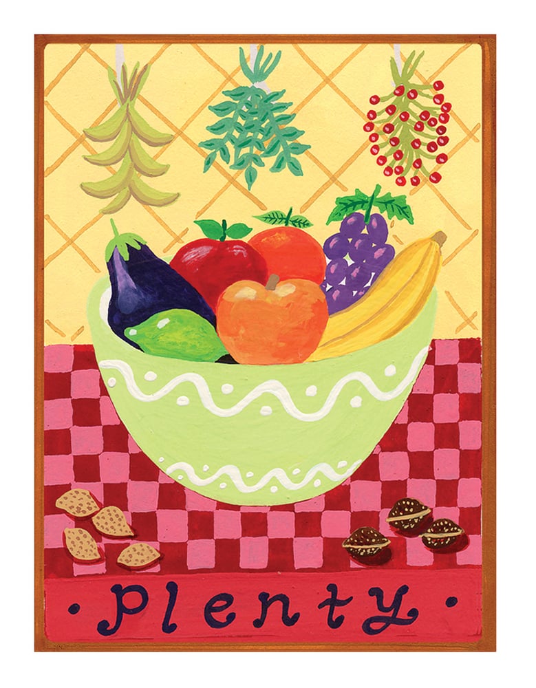 Image of Plenty- illumination series print on wooden plaque