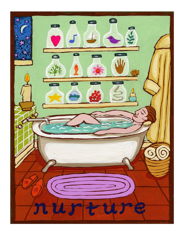 Image of Nurture- illumination series print on wooden plaque