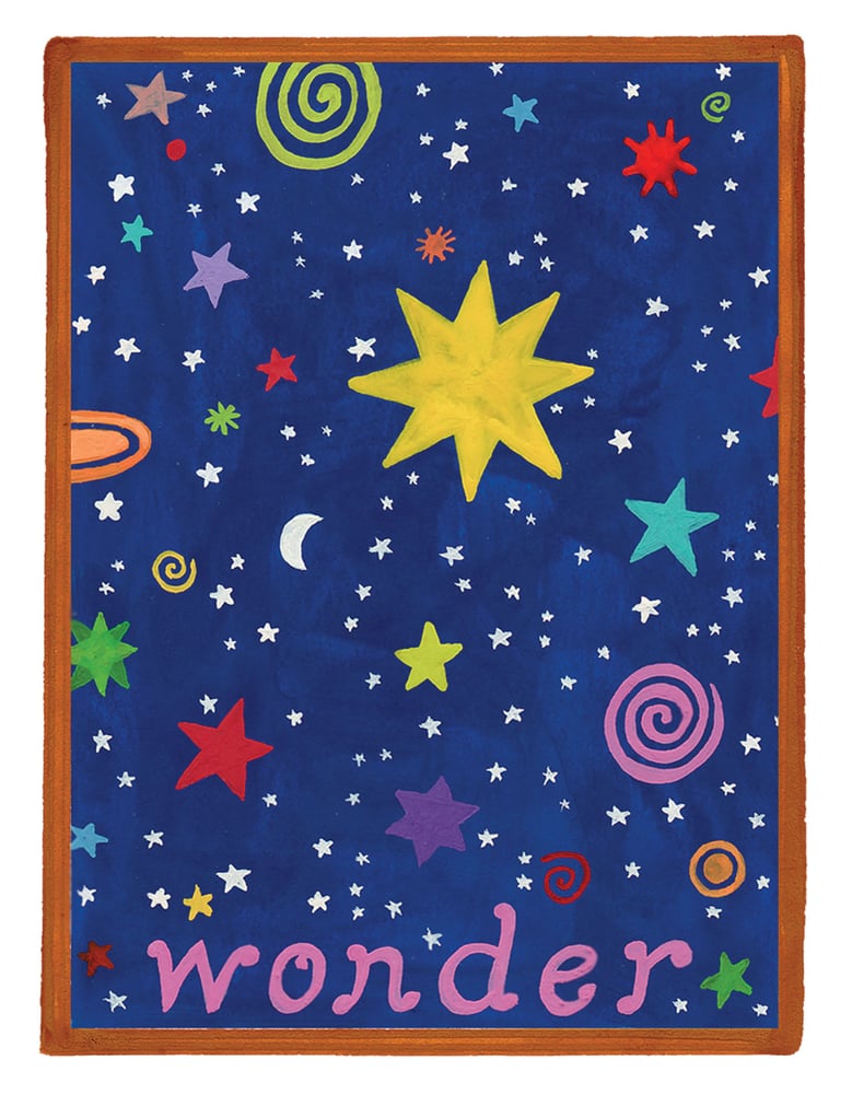 Image of Wonder- illumination series print on wooden plaque