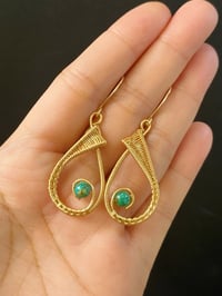 Image 3 of Phoenix Stone Peacock Feather Earrings 14K Gold-Filled Ear Hooks