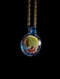 Image 2 of Realism tree pendant backed with crushed opal. 