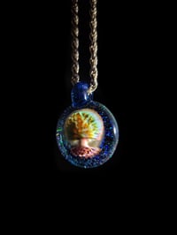 Image 3 of Realism tree pendant backed with crushed opal. 