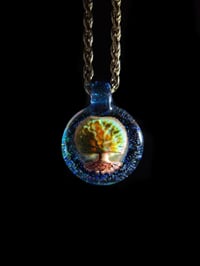 Image 4 of Realism tree pendant backed with crushed opal. 