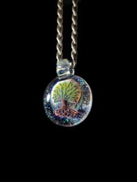 Image 2 of Realism tree pendant backed with crushed opal..