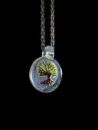 Image 3 of Realism tree pendant backed with crushed opal..