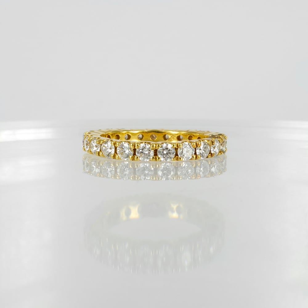 Image of 18ct yellow gold full circle diamond set ring.PJ4468