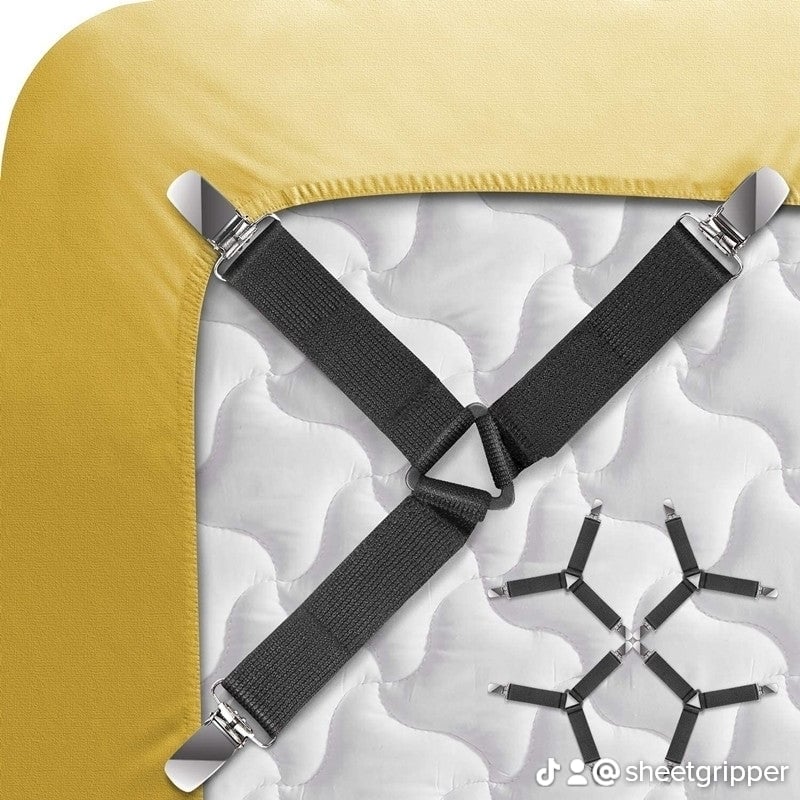 Bed Sheet Gripper Suspender belts w/Clips Sheet Gripper