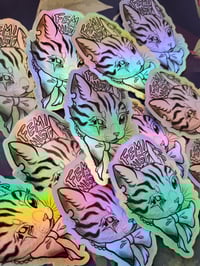 Image 3 of Feminist kitty magnet/holo sticker