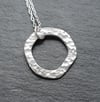 Organic circle hoop pendant necklaces