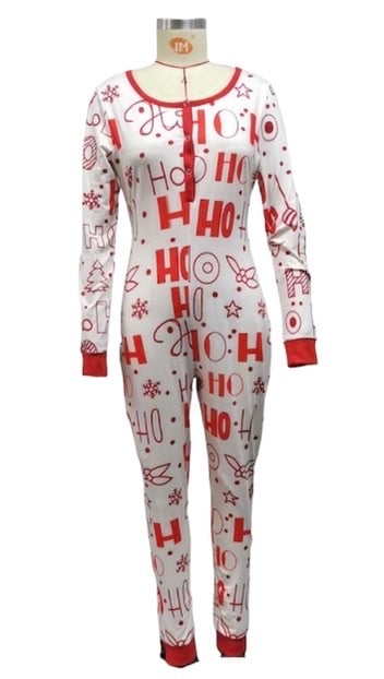 Image of CHRISTMAS ONESIE PAJAMAS (WHITE)