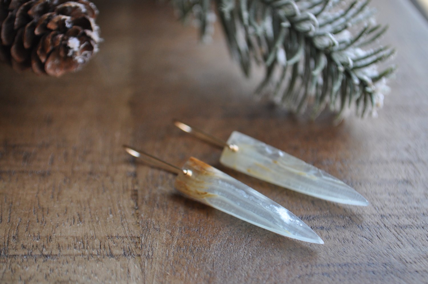 Image of One of a Kind Blue Calcite Spike Dangles - on Gold Fill