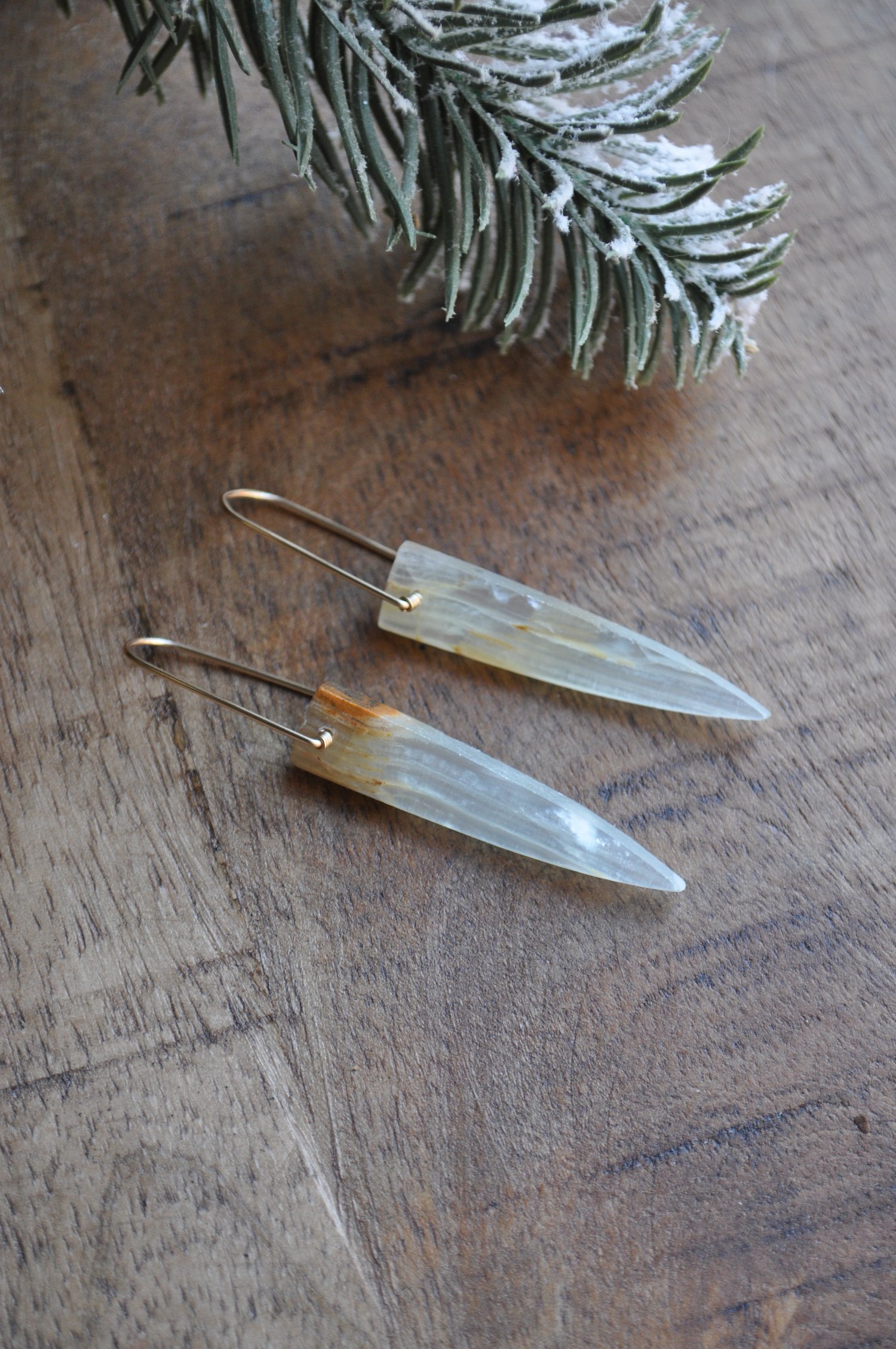 Image of One of a Kind Blue Calcite Spike Dangles - on Gold Fill