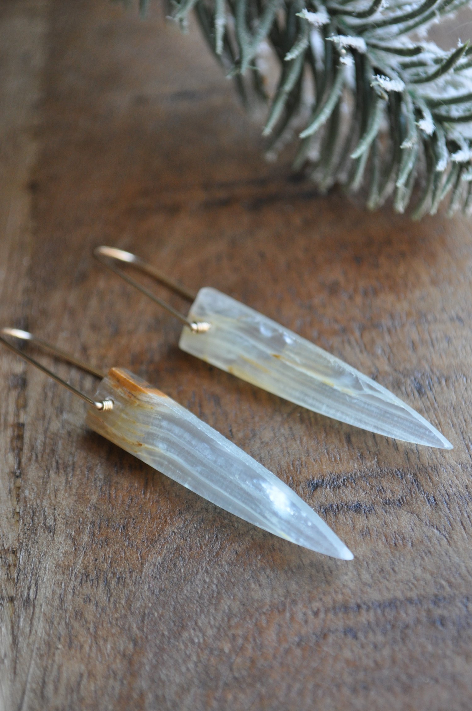 Image of One of a Kind Blue Calcite Spike Dangles - on Gold Fill