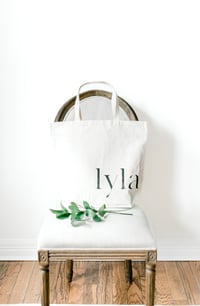 Image 1 of PERSONALIZED CANVAS TOTE WITH OUTER POCKETS 