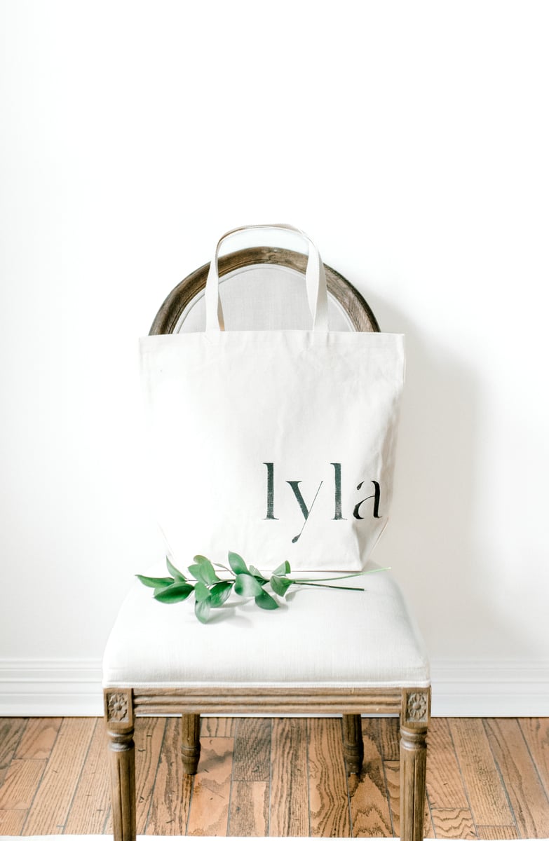 PERSONALIZED CANVAS TOTE WITH OUTER POCKETS