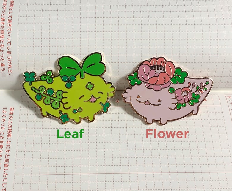 Image of Axolotl Pin (Leaf/ Flower)