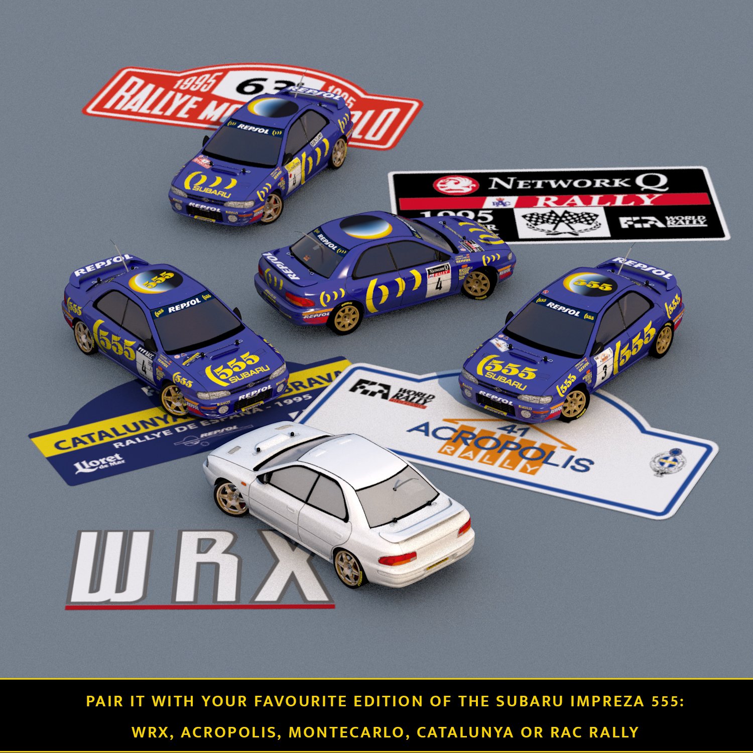 Tamiya TT 01 Subaru Impreza 555 Bodyshell Bundle WANMAN