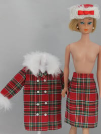Image 3 of Barbie - Rare Japan Reproduction- Red Plaid Suit with Hat