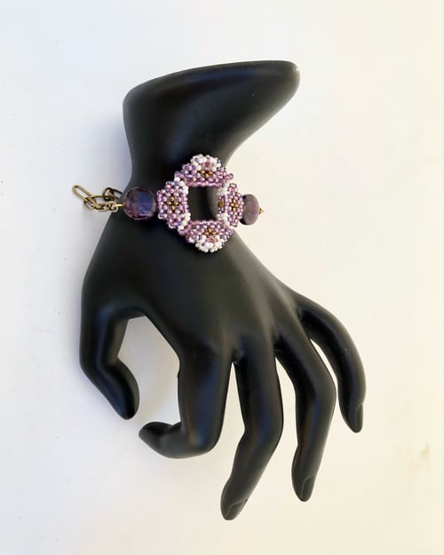 Image of Amethyst open diamond bracelet 