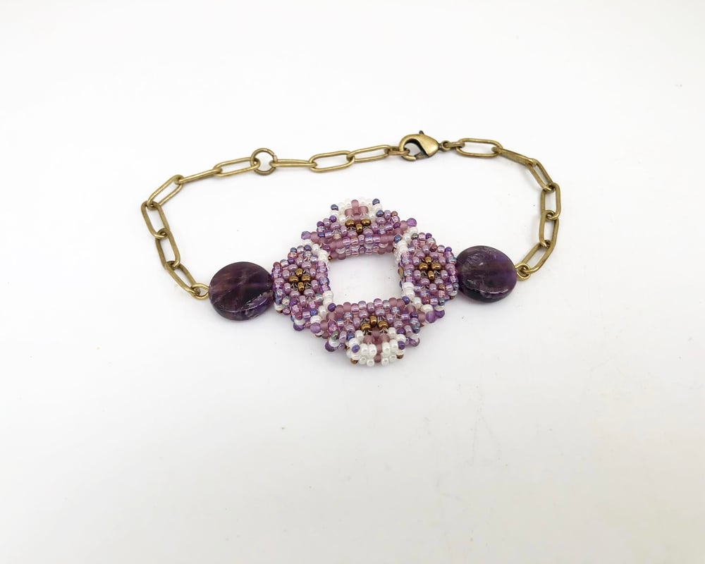 Image of Amethyst open diamond bracelet 