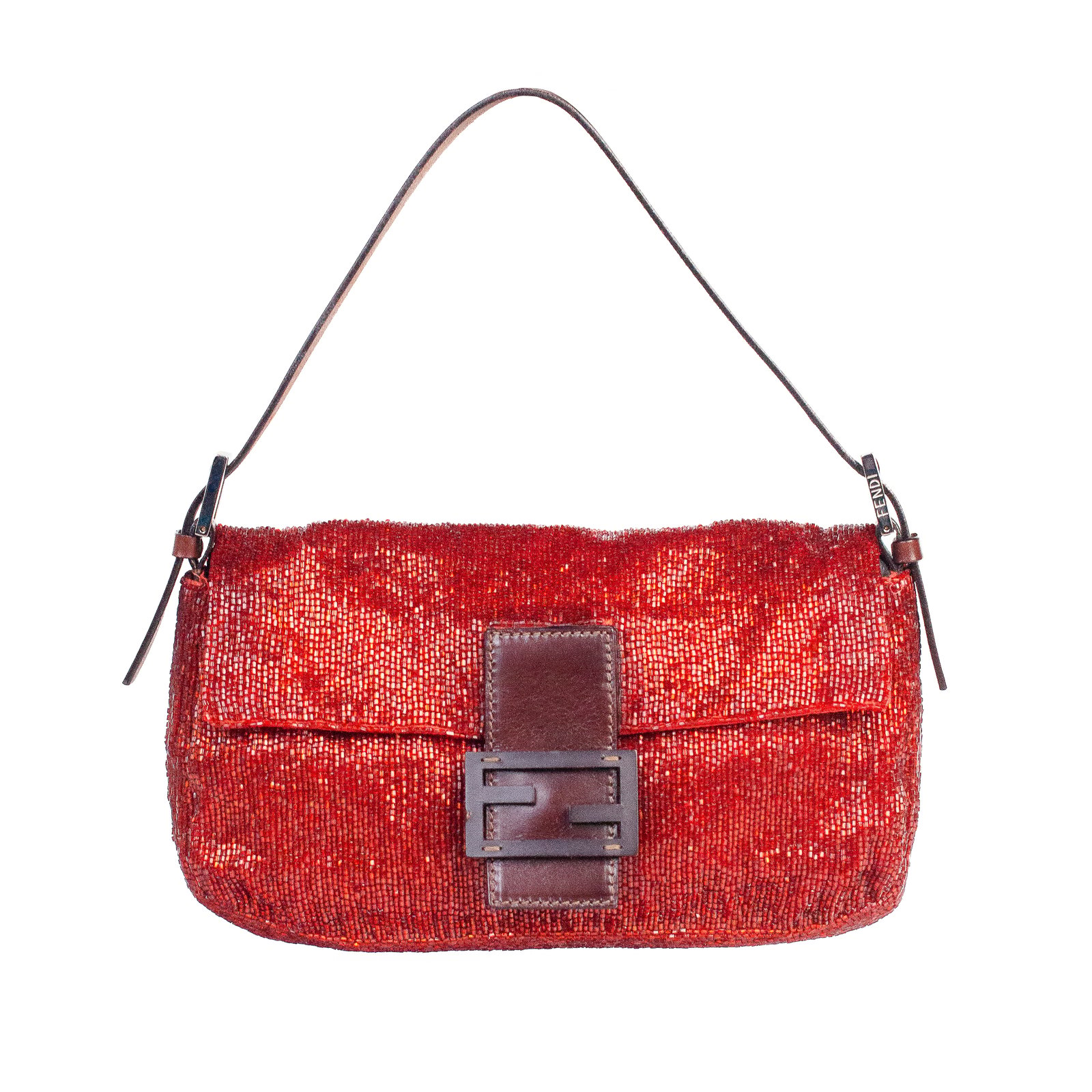 Fendi Red Beaded Baguette Shoulder Bag Ruder Than The Rest