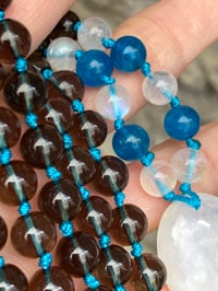 Image 3 of Smoky Quartz Mala, Rainbow Moonstone Mala, Blue Apatite Mala, 108 Bead Hand Knotted Gemstone
