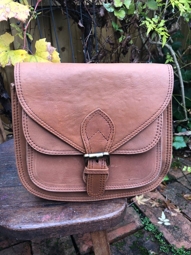 Image of Handmade Buffalo Leather Saddle Bag - Small, Light Brown