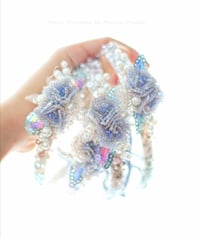 Image 1 of Blue roses deluxe beaded headband