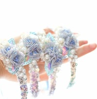 Image 2 of Blue roses deluxe beaded headband