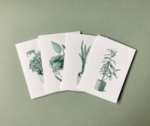 A2 Risograph note cards: house plants