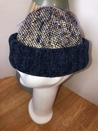 Image 3 of H.O.D. Knitted Brim Hat Navy Wool Treed Fabric W/Navy Blue Chenille Knit Brim