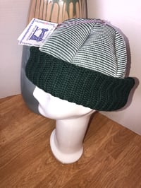 Image 3 of H.O.D. Knitted Brim Hat Mint Green Silky Stitch Detail Fabric Crown W/Green Cable Knit Brim