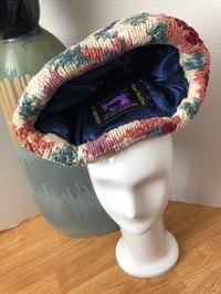 Image 5 of H.O.D. Knitted Brim Hat Pale Pink Pinched Velour & Denim Panel Crown W/Floral Knitted Brim
