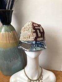 Image 1 of H.O.D. Dome Bucket Hat Ikat Velvet & Textured Crown W/ Denim Patch Accent Brim