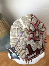 Image 4 of H.O.D. Dome Bucket Hat Ikat Velvet & Textured Crown W/ Denim Patch Accent Brim