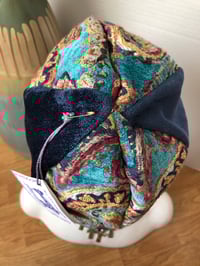 Image 4 of H.O.D. Dome Bucket Hat Paisley Velvet Crown W/Denim Patches Accent Brim