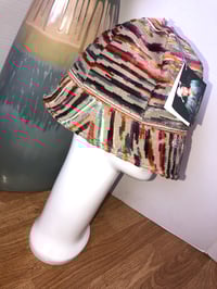Image 2 of H.O.D. Dome Bucket Hat Multi-Color Velvet Ikat Pattern Crown & Brim  W/Leather Accent Trim
