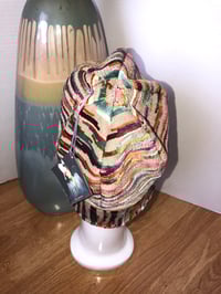 Image 4 of H.O.D. Dome Bucket Hat Multi-Color Velvet Ikat Pattern Crown & Brim  W/Leather Accent Trim
