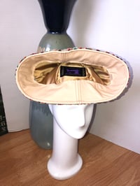 Image 5 of H.O.D. Dome Bucket Hat Multi-Color Velvet Ikat Pattern Crown & Brim  W/Leather Accent Trim