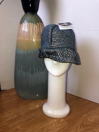 Image 1 of H.O.D. Dome Bucket Hat Indigo Blue Velvet Shinny Pattern Crown W/Tone On Tone Brim