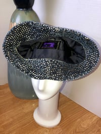 Image 5 of H.O.D. Dome Bucket Hat Indigo Blue Velvet Shinny Pattern Crown W/Tone On Tone Brim