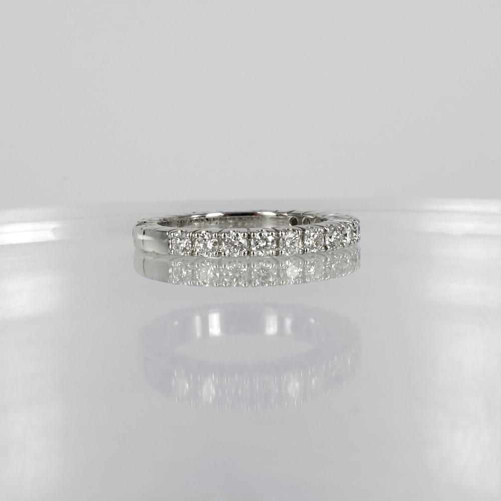 Image of 18ct white gold diamond half set eternity ring. PJ5501