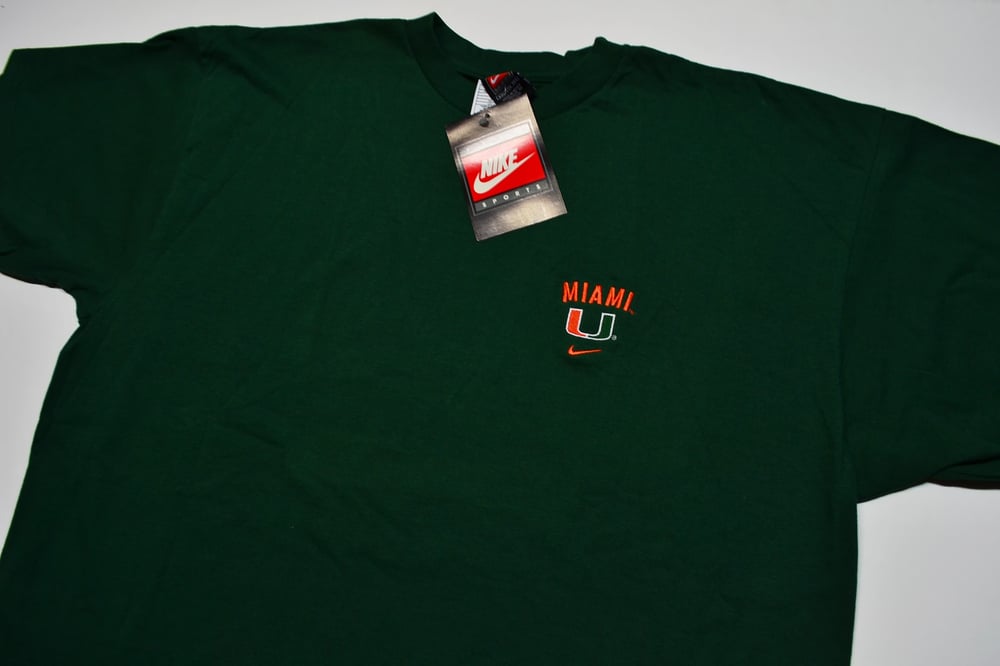 Image of Vintage 1990's University of Miami Hurricanes Nike Mini Logo T-Shirt Sz.XXL