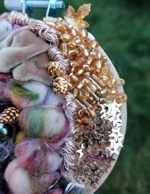 Beaded embroidery hoop 4. Purples & gold