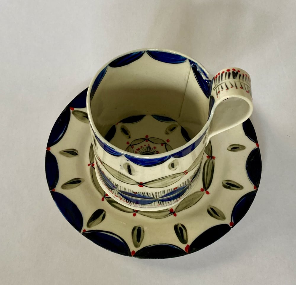 Image of Blue teacup and matching saucer