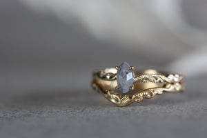 Image of 18ct gold marquise cut milky grey diamond ring (IOW195)