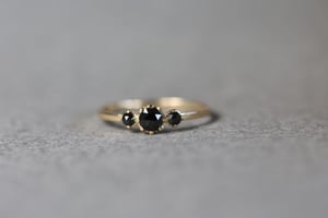Image of 18ct gold, Rose cut black diamond trilogy ring (IOW197)