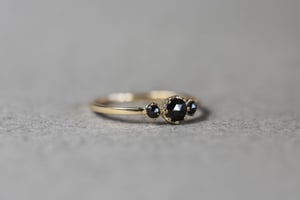 Image of 18ct yellow gold, Rose-cut black diamond trilogy ring (IOW197)